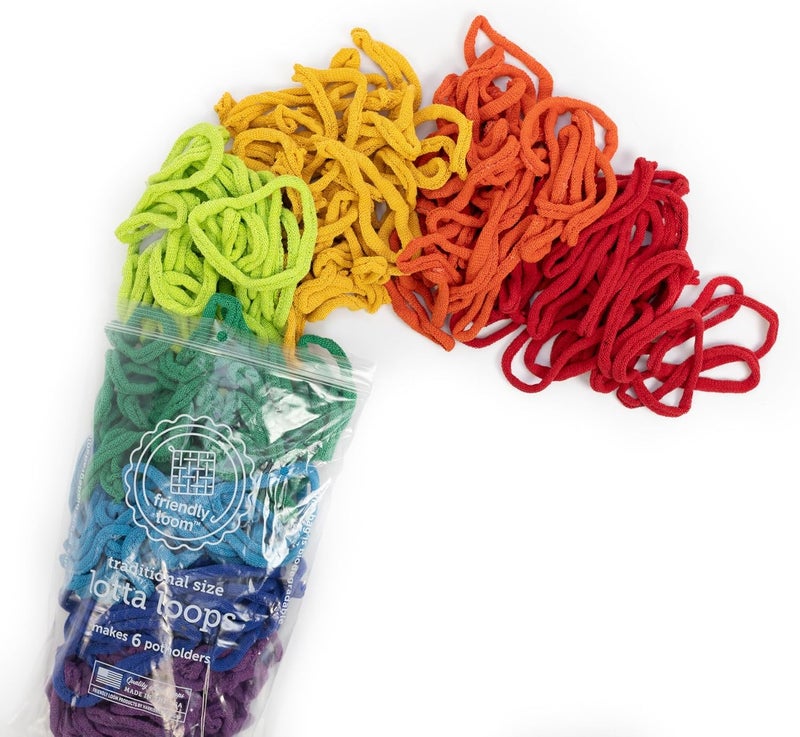 friendly loom Quality Cotton Weaving Loops in Rainbow Colors – 7” Traditional Size | Weave 6 Functional Potholders | Made in The USA - Image 2